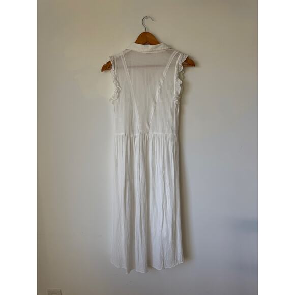 Anthropologie Yolanda Ivory Pleated Tunic Sleeveless Button Up Blouse Women's XS - Picture 4 of 10